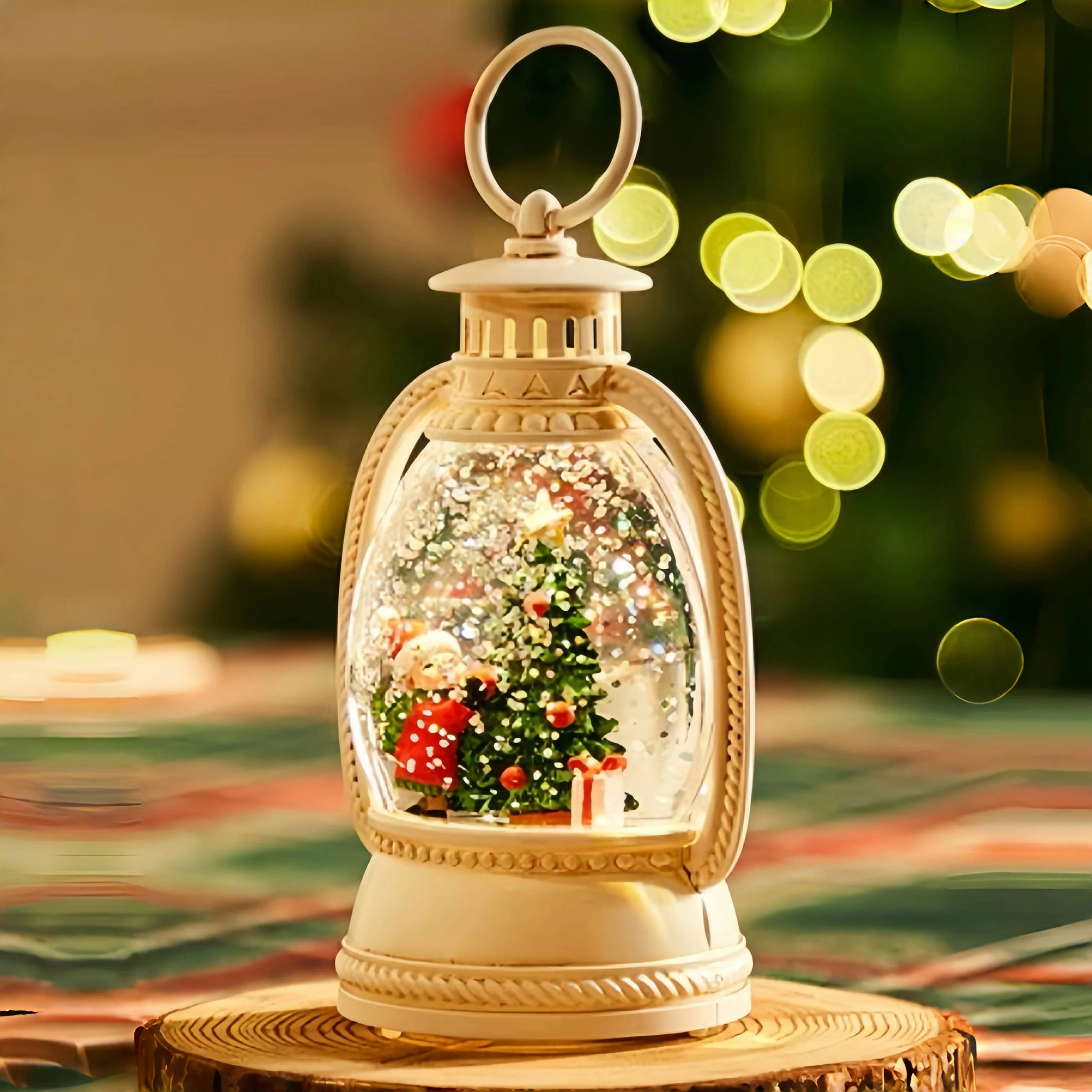 🎄 Mini Snowing Oil Lantern w/ Kids & Xmas Tree