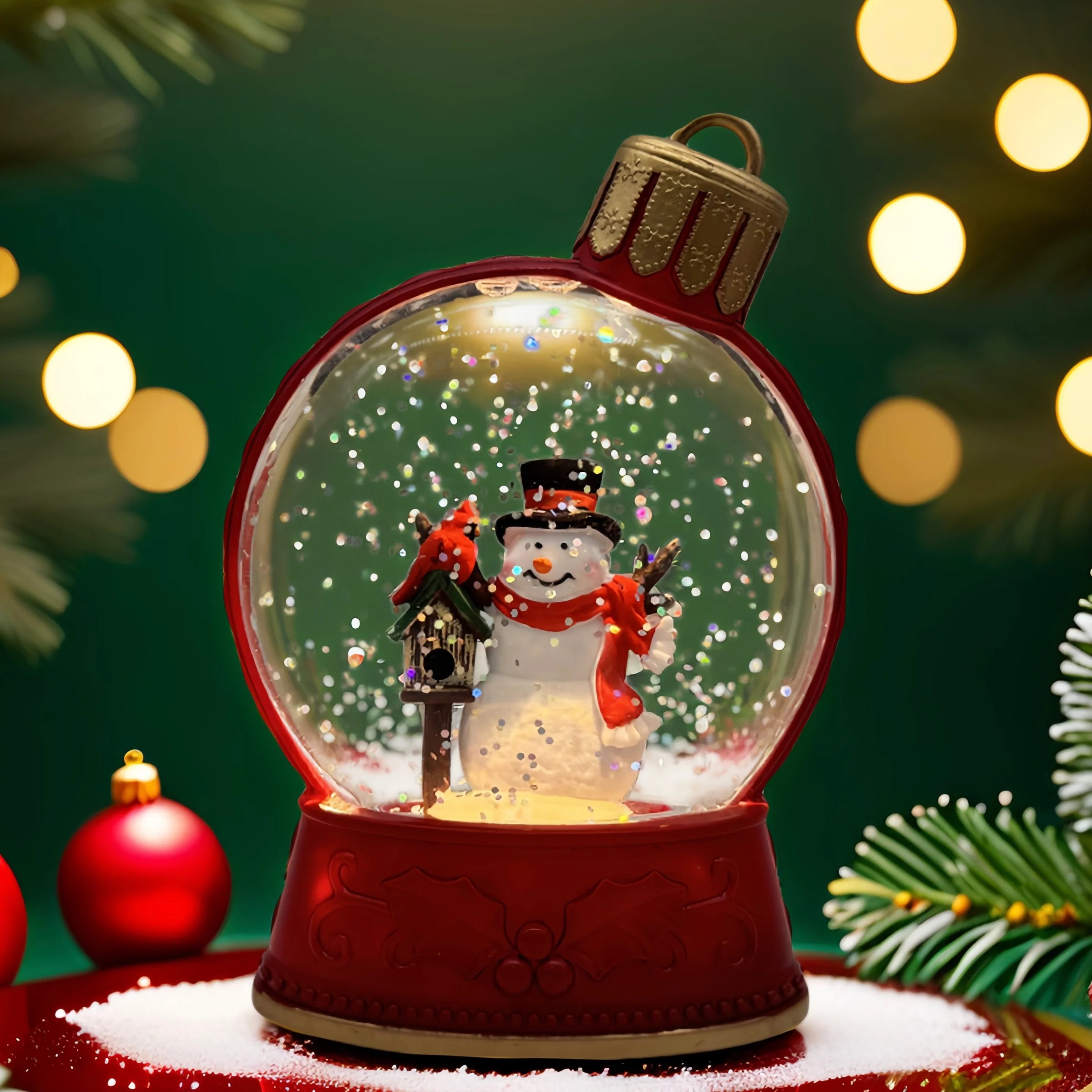 🎄 Mini Snowing Ornament w/ Snowman