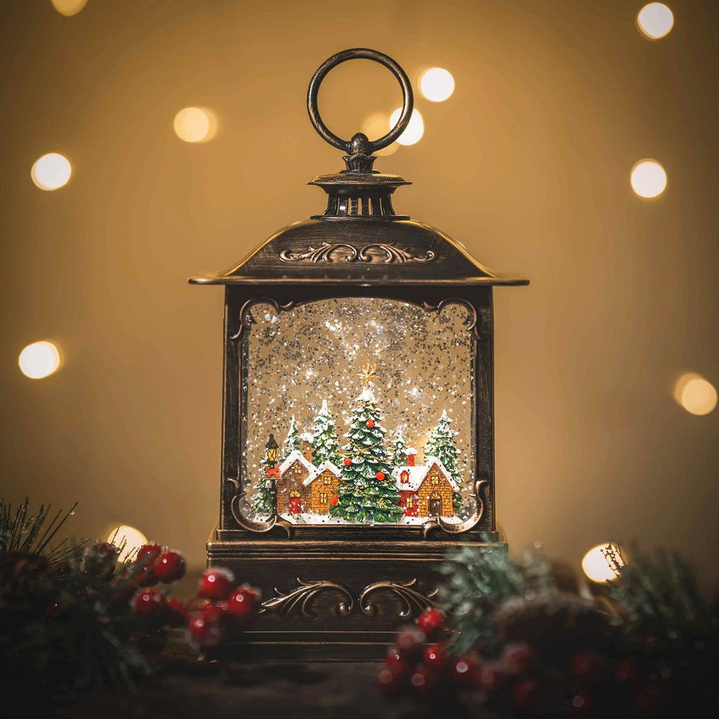 🎄Small Snowing French Lantern w/ Xmas Town