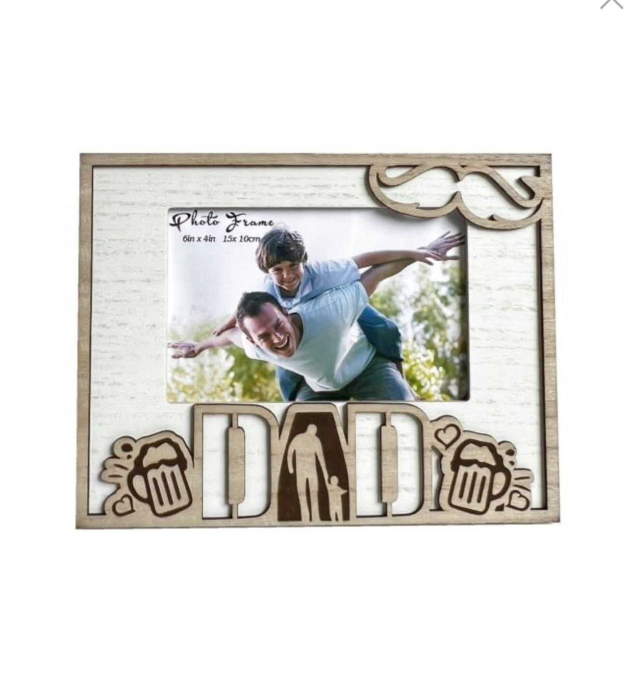 Laser Cut Pattern Dad 6x4cm Photo Frame