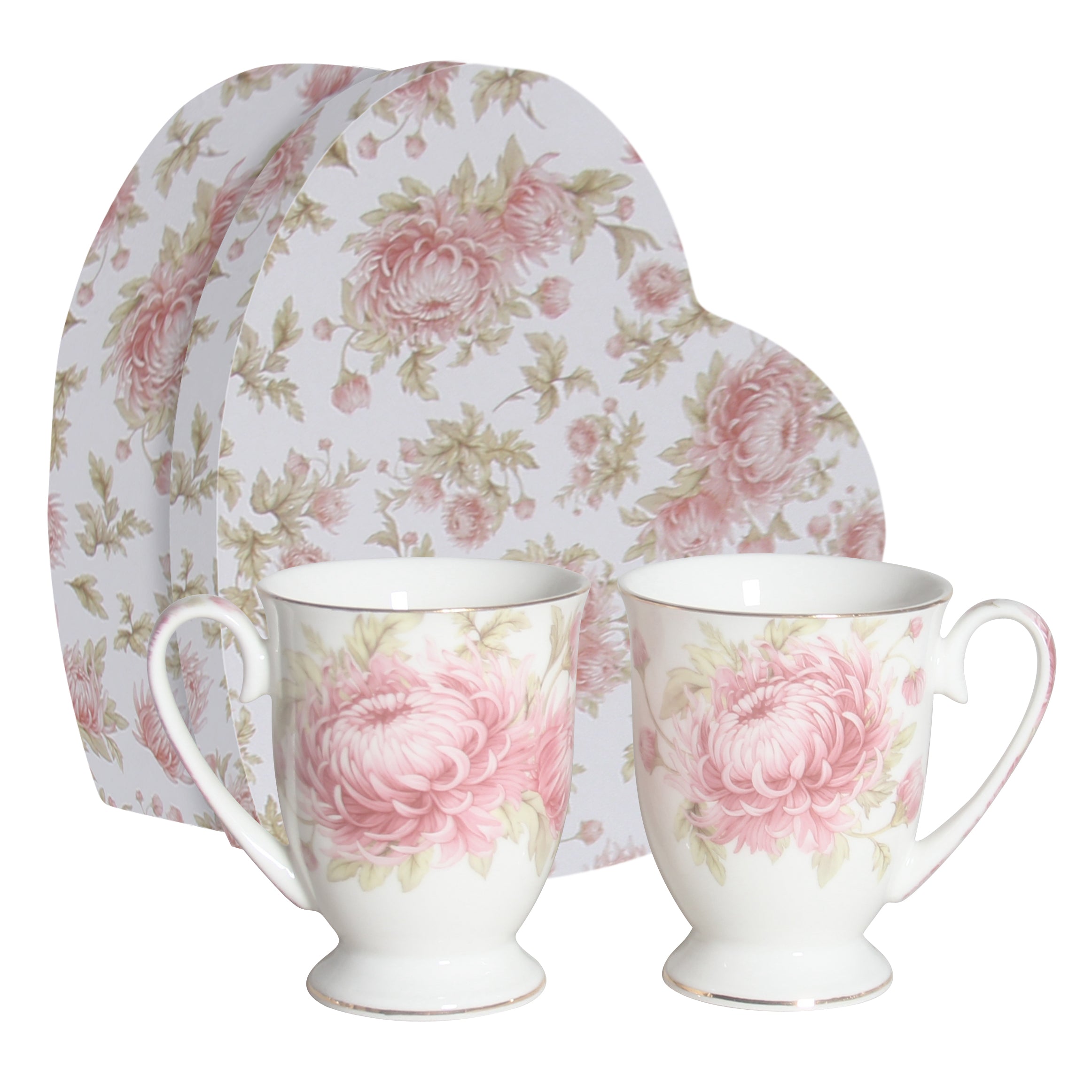 Chrysanthemum 2pcs Mug Heart Gift Set
