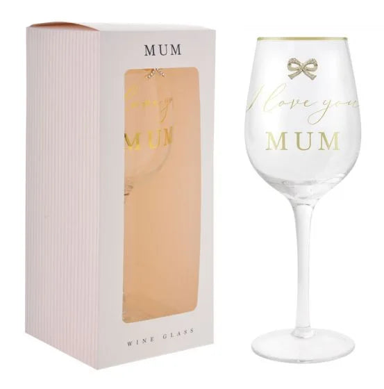 Jewelled Love Wine Glass - Mum