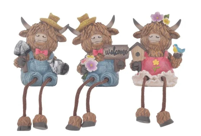 Highland Cow Sunflower Dangly Legs