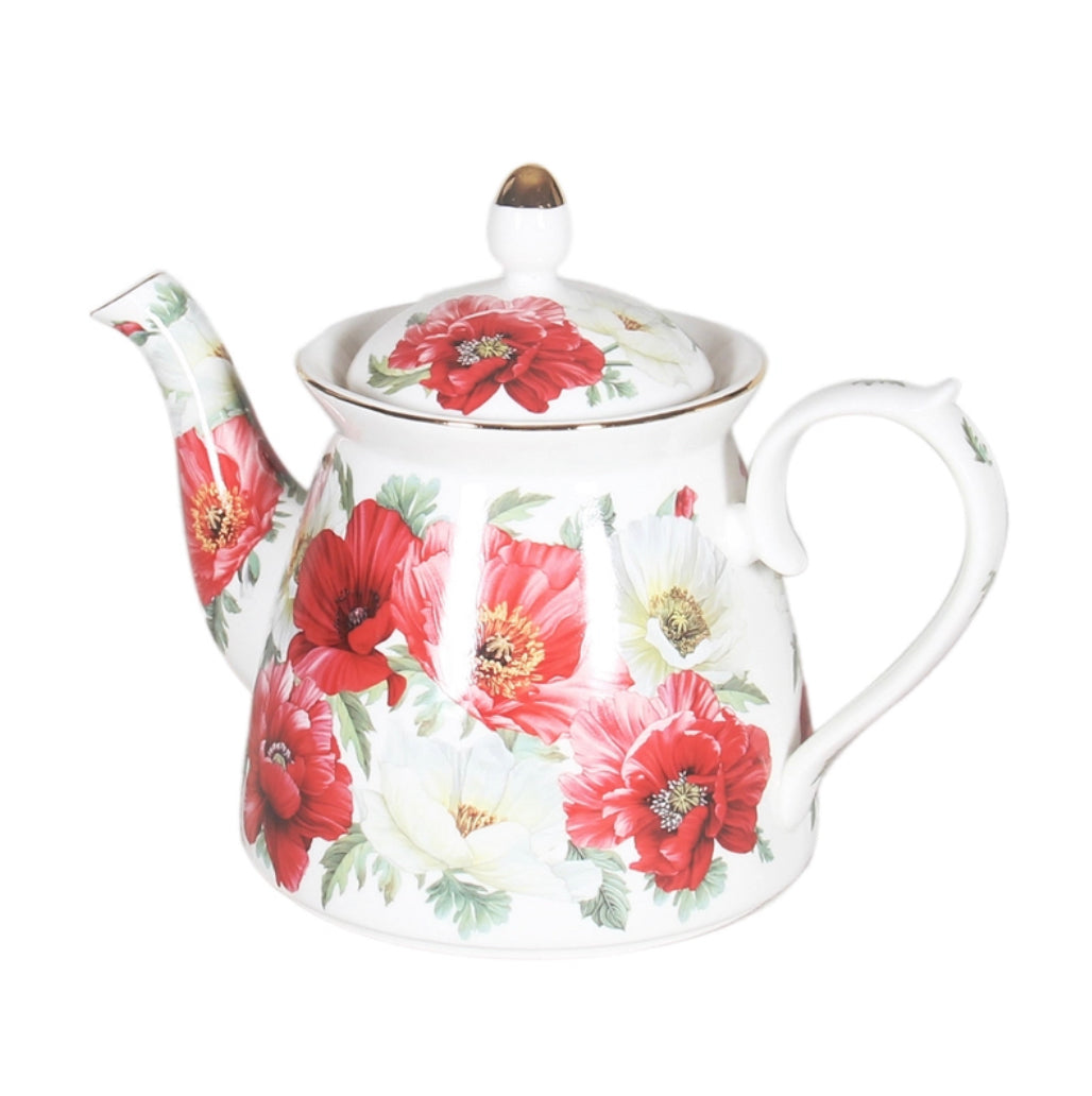 Poppies on White 1L Teapot