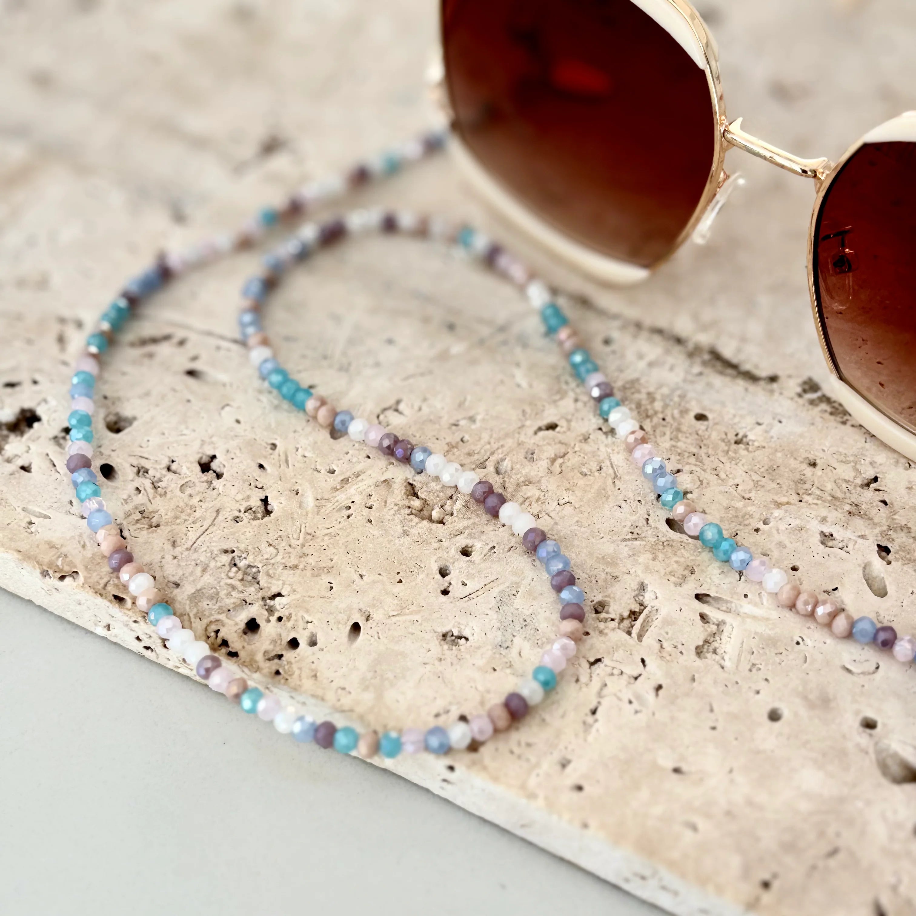 Sunglasses Chain - Kristy Turquoise Mix Crystals