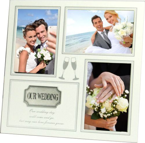 Collage Photo Frame with Engraved Metal Plate Our Wedding