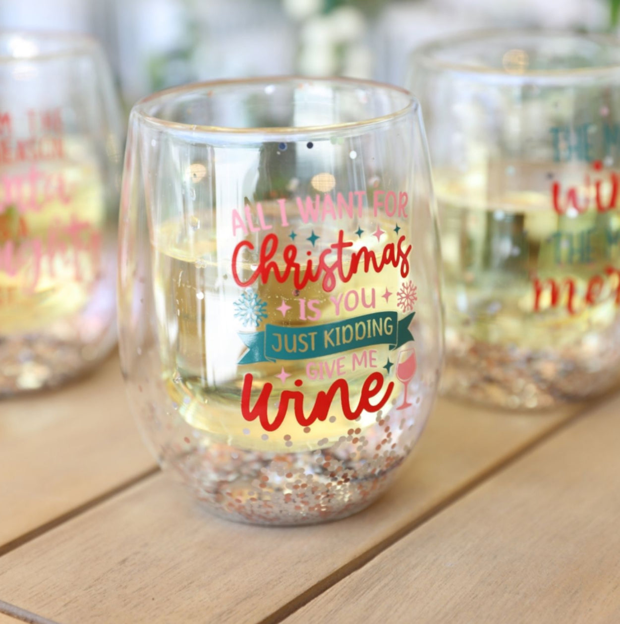 🎄Christmas Wine Stemless Glass