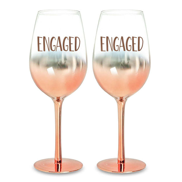 Engagement Rose Gold Ombre Wine Set Gold