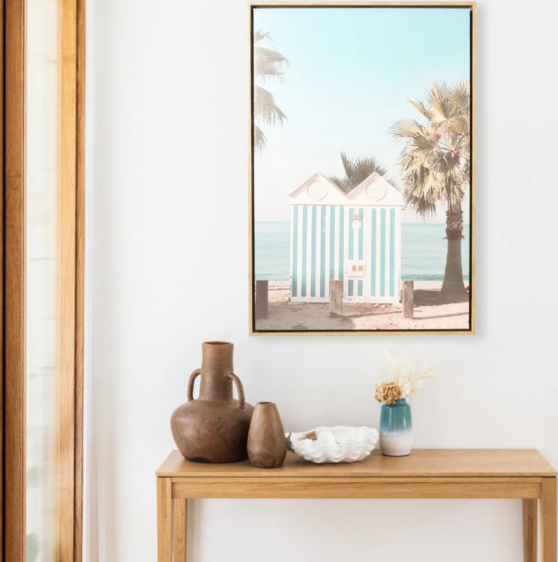 Coast Beach Huts Framed Canvas 94x64