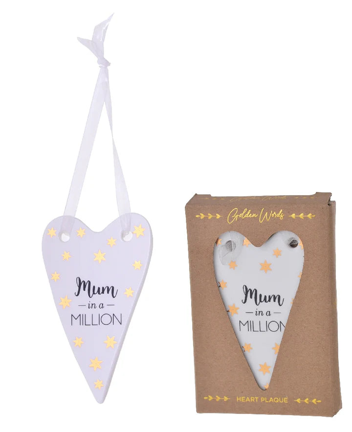 Golden Words Heart Plaque - 2 quotes