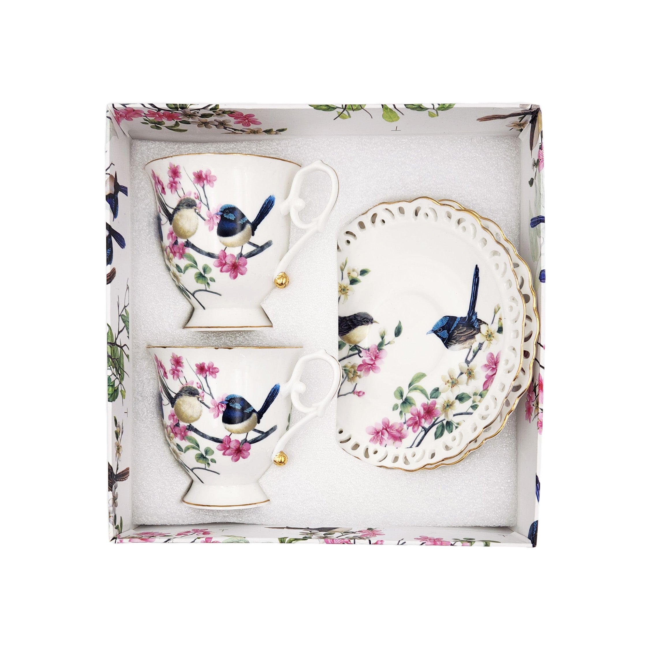Blue Wren  2 Cup & 2 Saucer Set