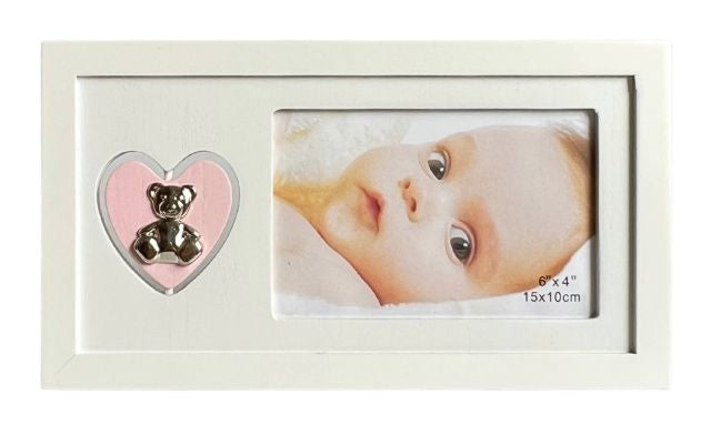 Double Sided Rotating Pink Heart for Baby 4x6cm Photo Frame