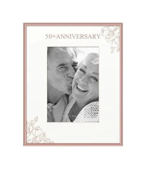 Floral Rosegold Anniversary Frame (4x6)
