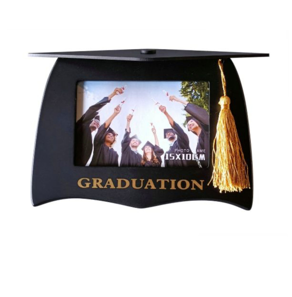 Black Graduation Hat Shaped 6x4cm Photo Frame with Tassel