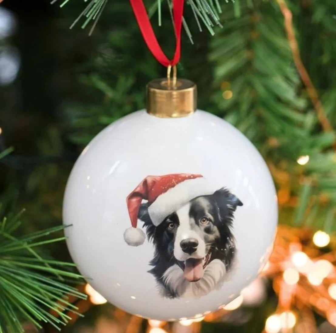 🎄Christmas Round Bauble - Border Collie