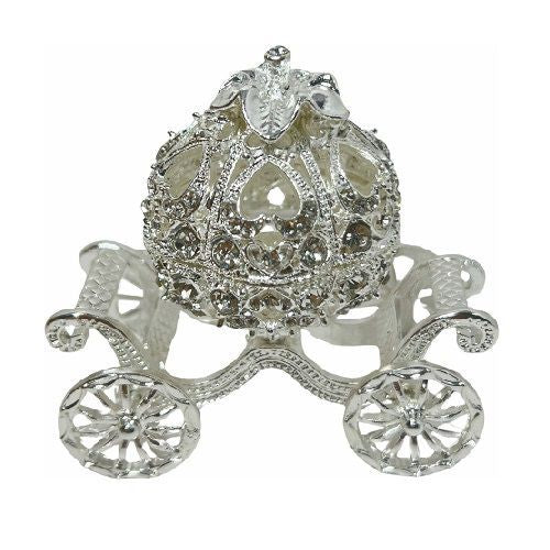 Hollow Metal Pumpkin Carriage Shape Jewellery Box Decorated with Rhinestones