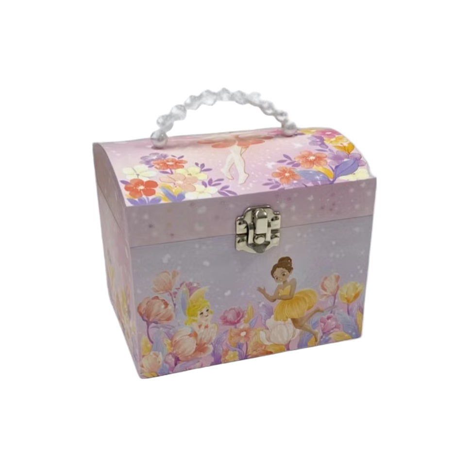 Fairy in the Garden with Pearl Handle Musical Jewellery Box