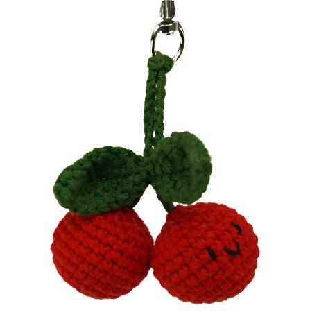Knitted Cherry Keyring