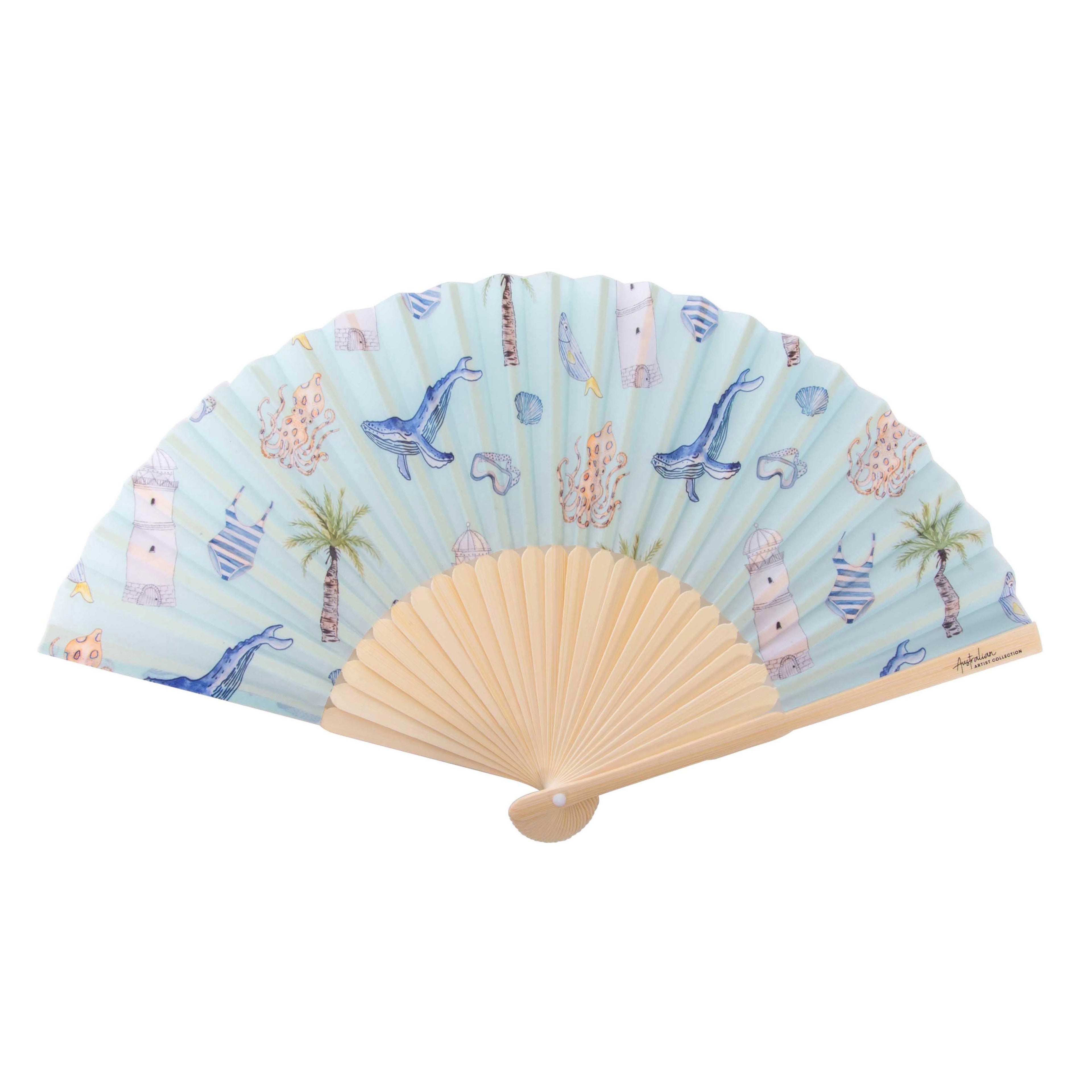 Bamboo & Fabric Hand Fan by Harvey Walker Studio - 3 Colours