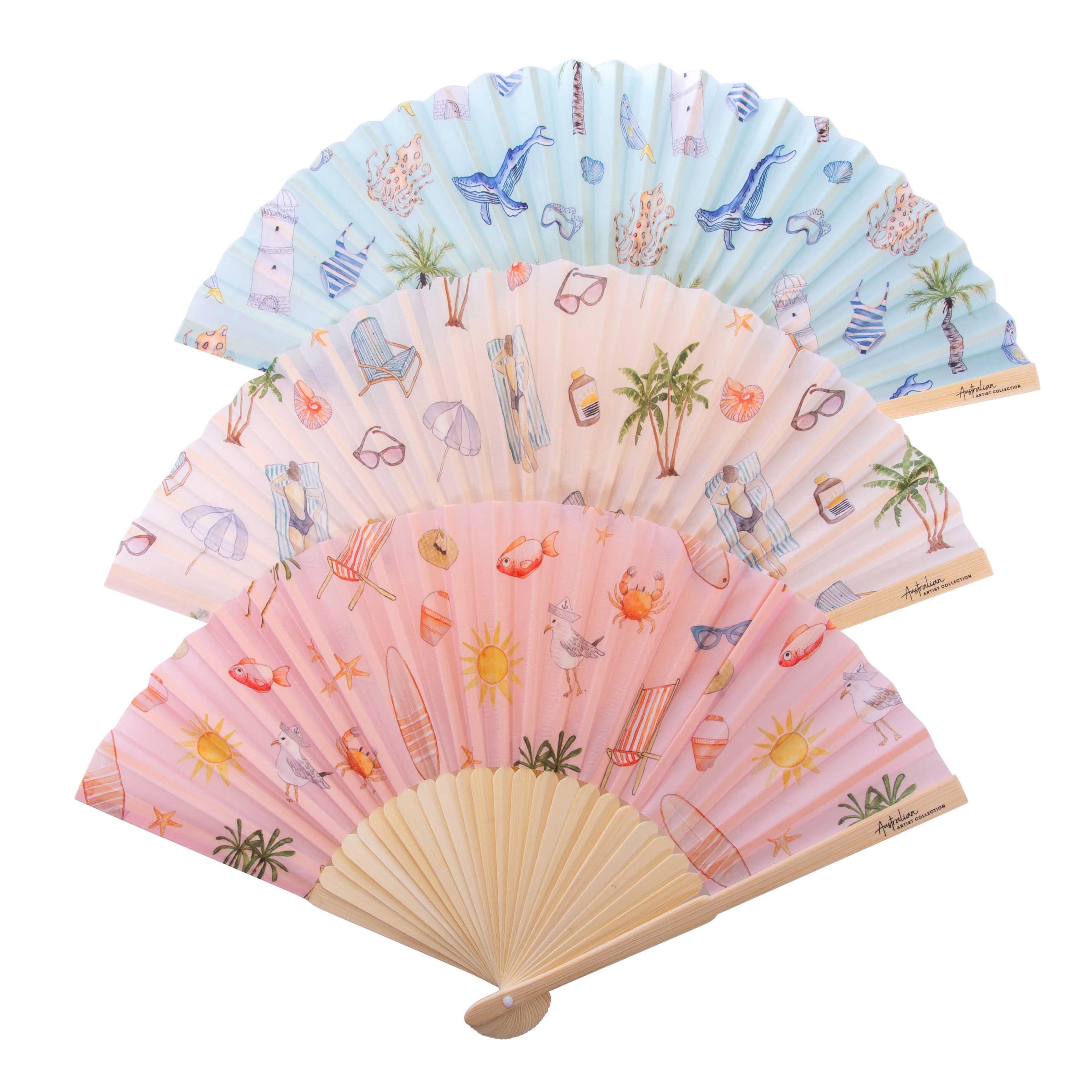 Bamboo & Fabric Hand Fan by Harvey Walker Studio - 3 Colours