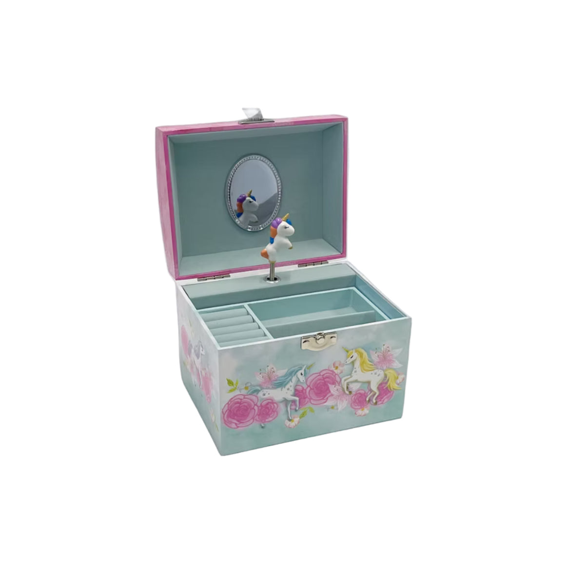 Unicorn & Roses with Pearl Handle Musical Jewellery Box