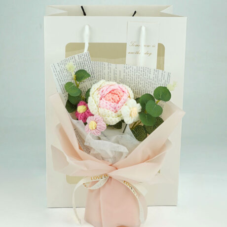 Pink Rose Crochet Bouquet