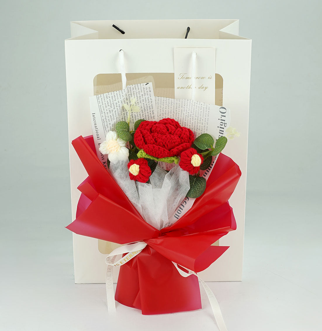 Red Rose Crochet Bouquet