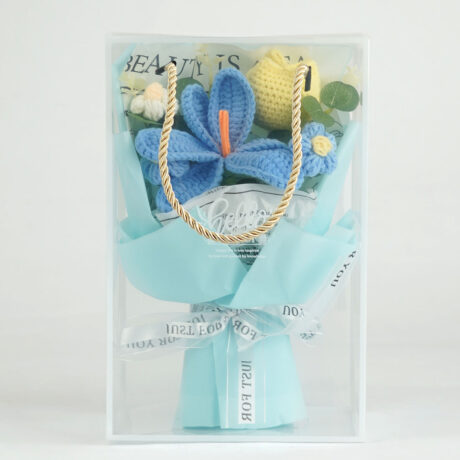 Blue Flower Arrangement Crochet Bouquet