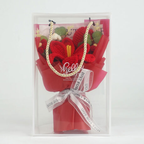 Red Flower Arrangement Crochet Bouquet