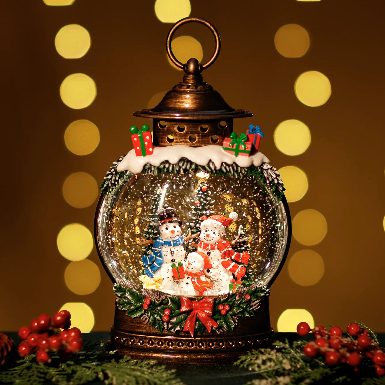 🎄Snowing Gift Globe w/ Rotating Snowman