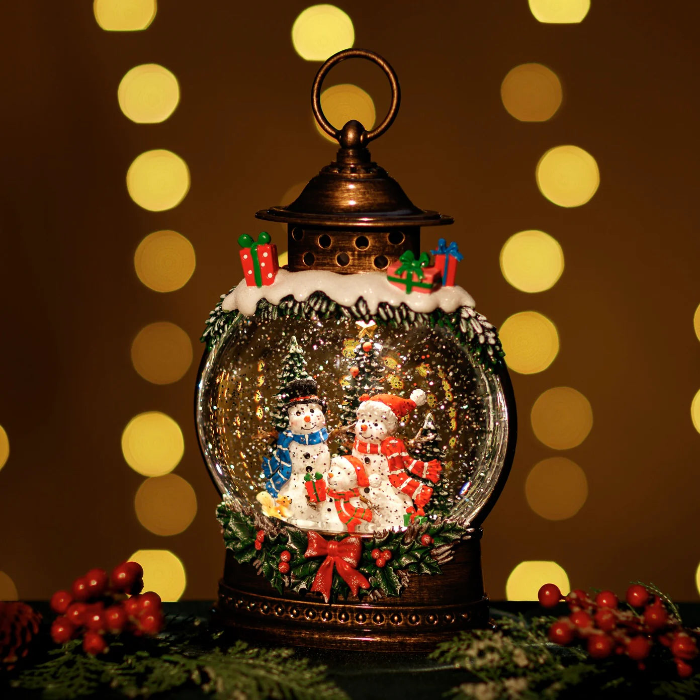 🎄Snowing Gift Globe w/ Rotating Snowman