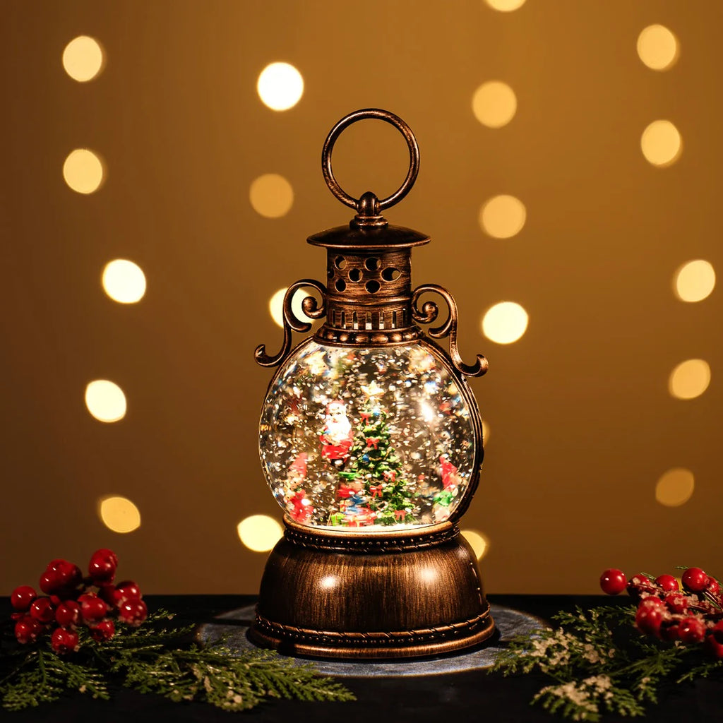 🎄Snowing Oil Lantern w/ Rotating Santa