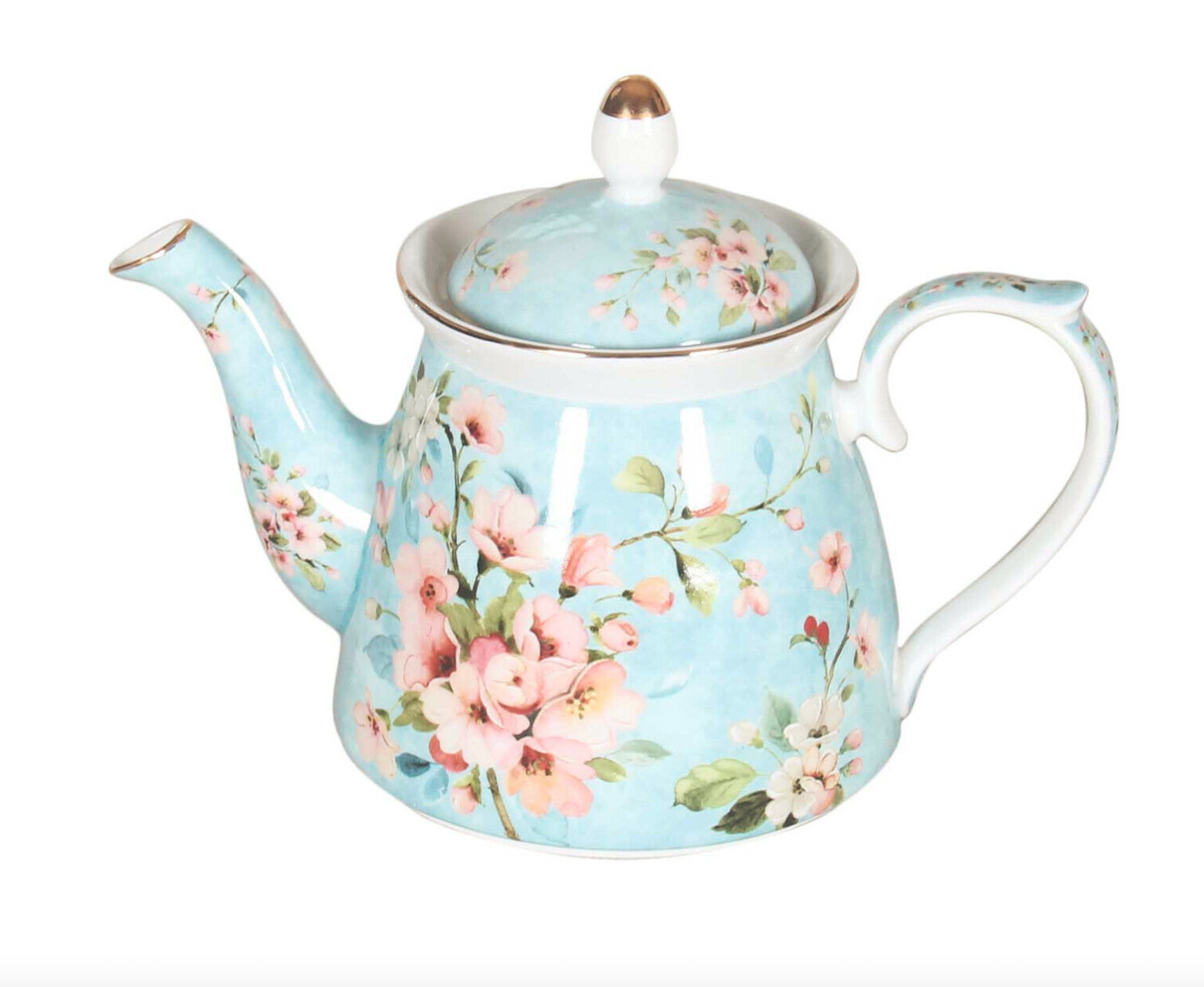 Peach Blossom Blue 1L Teapot