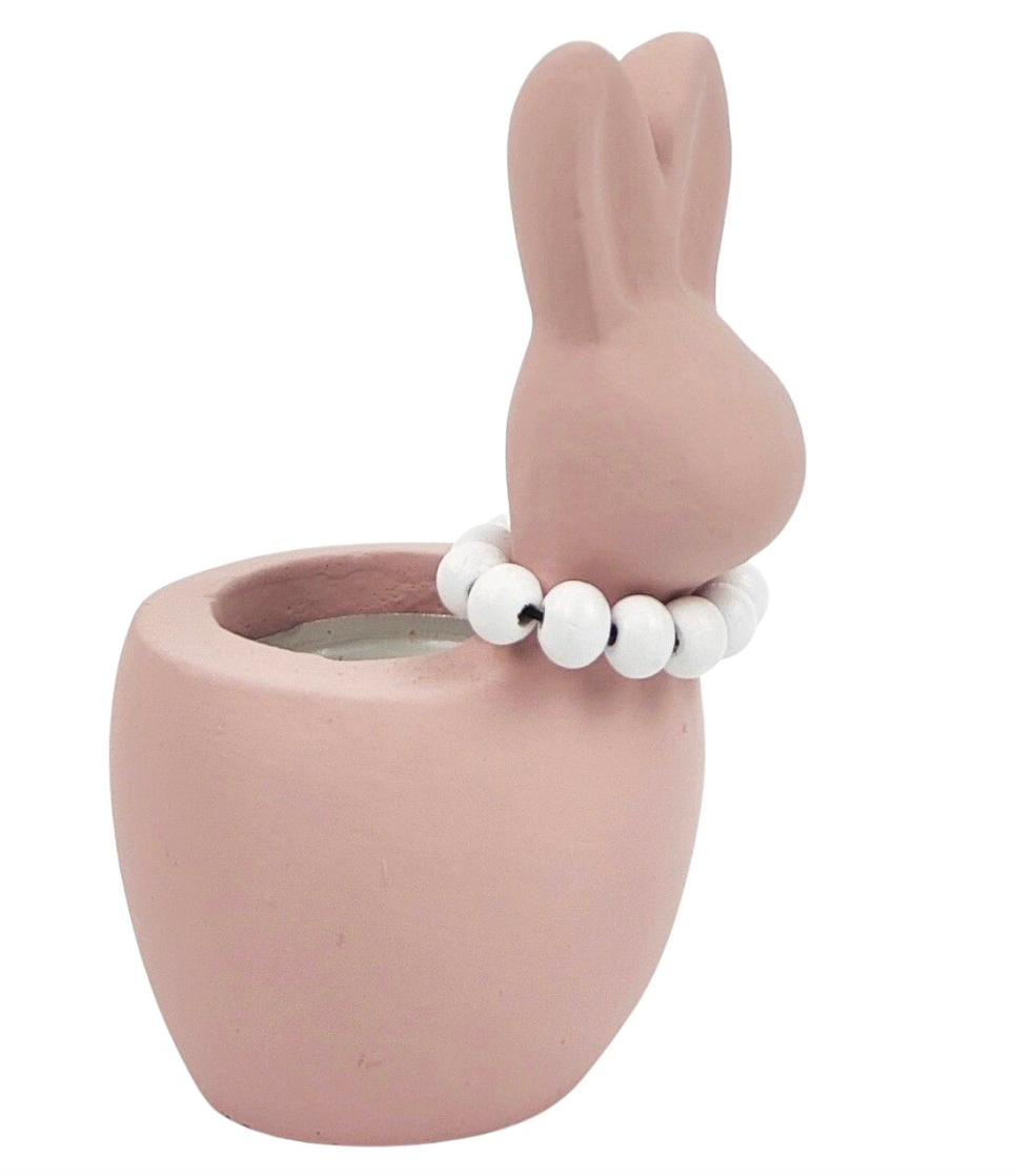 Cute Pink Bunny With Pearls Egg Holder