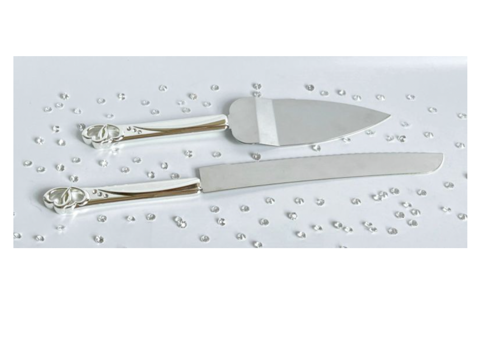 Double Heats Design Cake Knife & Serer Set