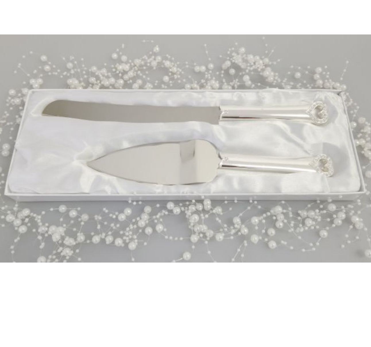 Diamond Heart Design Cake Knife & Serer Set