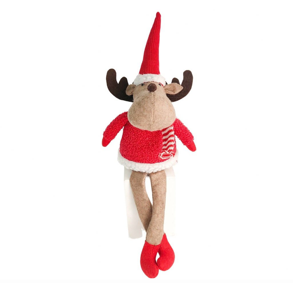 🎄49cm Tomte (Red & White) Reindeer Sitting Decoration
