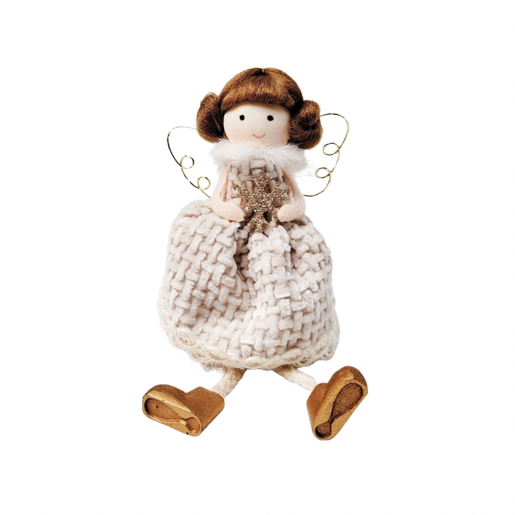 🎄 Sitting (White) Angel Holding Snowflake Ornament