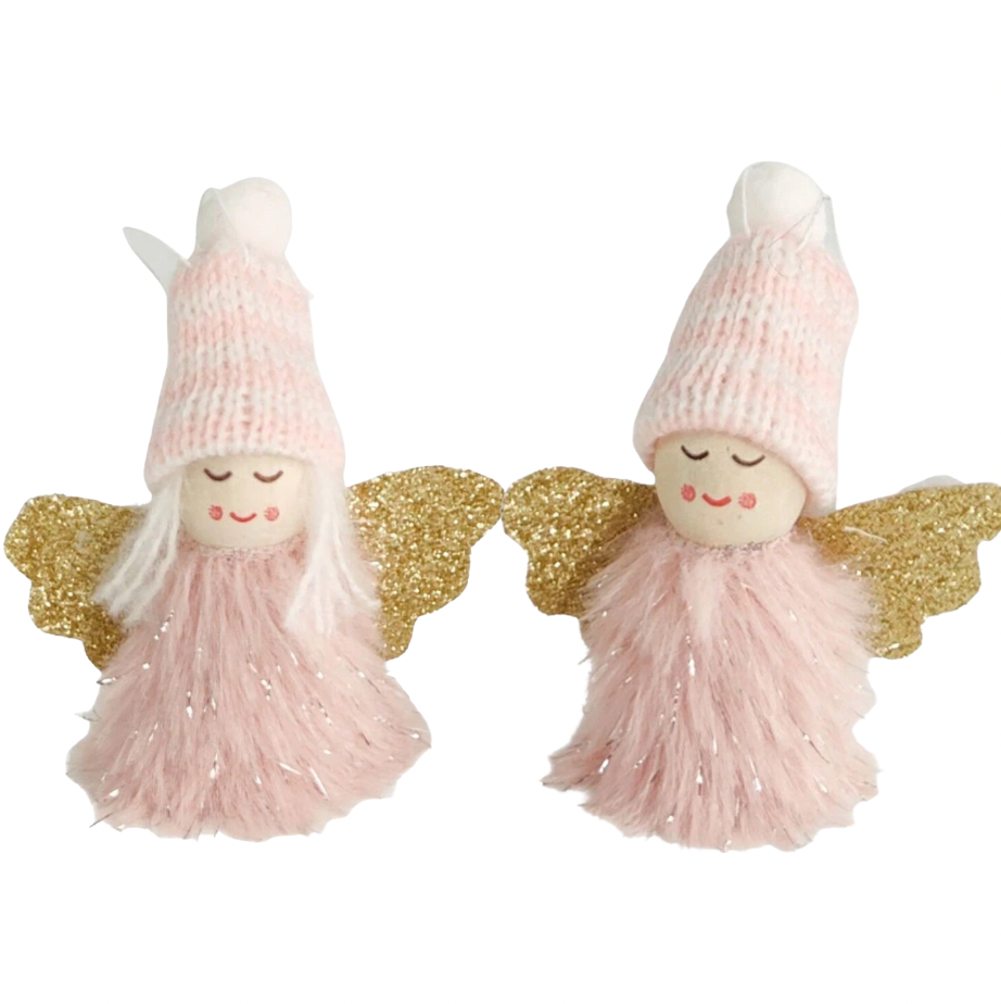🎄 Small (Pink) Tomte Angel with Beanie Hanging Decoration - 2 Designs Available