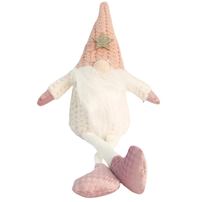 🎄 40cm Adorable (Pink & White) Santa Sitting Decoration