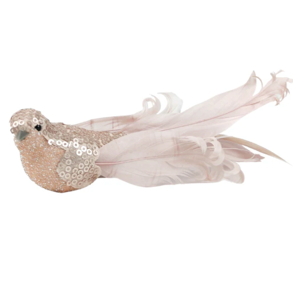 🎄Elegant (Pink & Gold) Bird Feather Clip