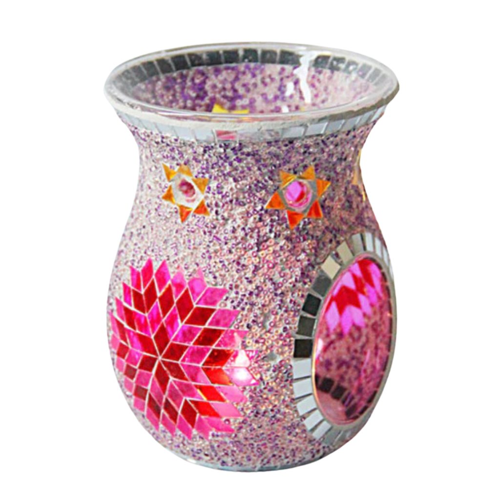Glass Mosaic Oil Wax Burner - Pink