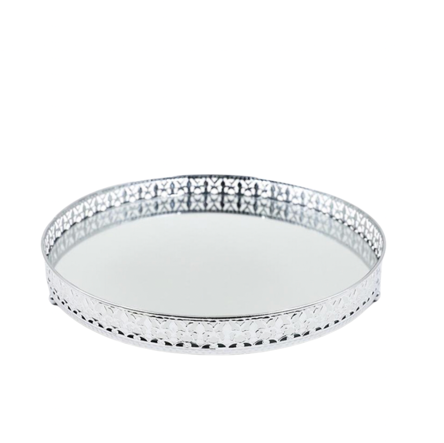 Silver Glass Mirror Plate Tray