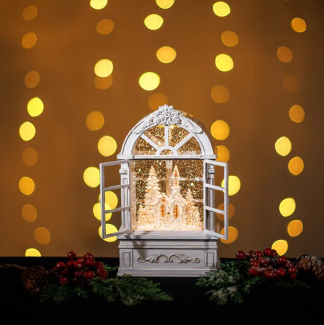 🎄Snowing Window Shape Globe w/ Xmas Town