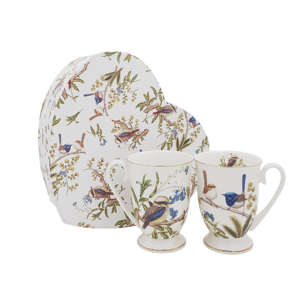 Australian Birds 2pcs Mug Heart Gift Set