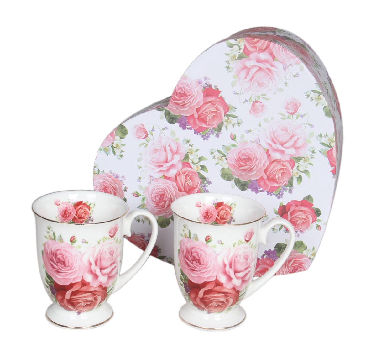 Pink Rose 2pcs Mug Heart Gift Set