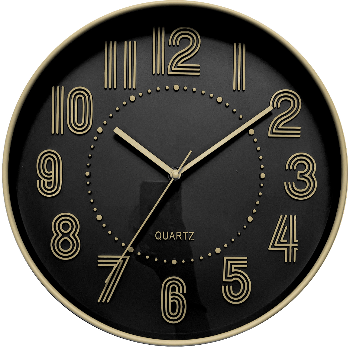 Plastic Black and Gold Wall Clock