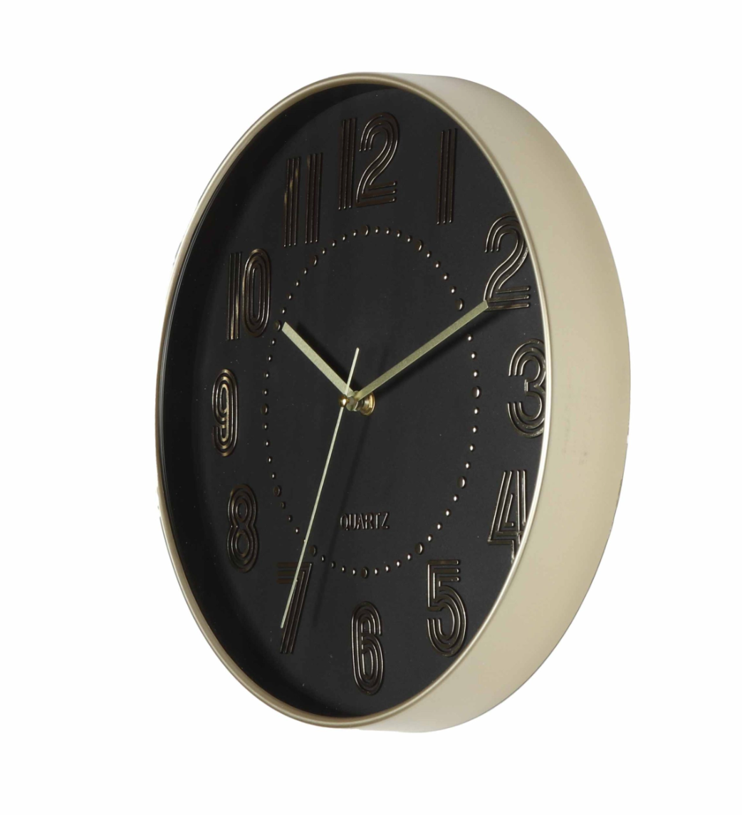 Plastic Black and Gold Wall Clock