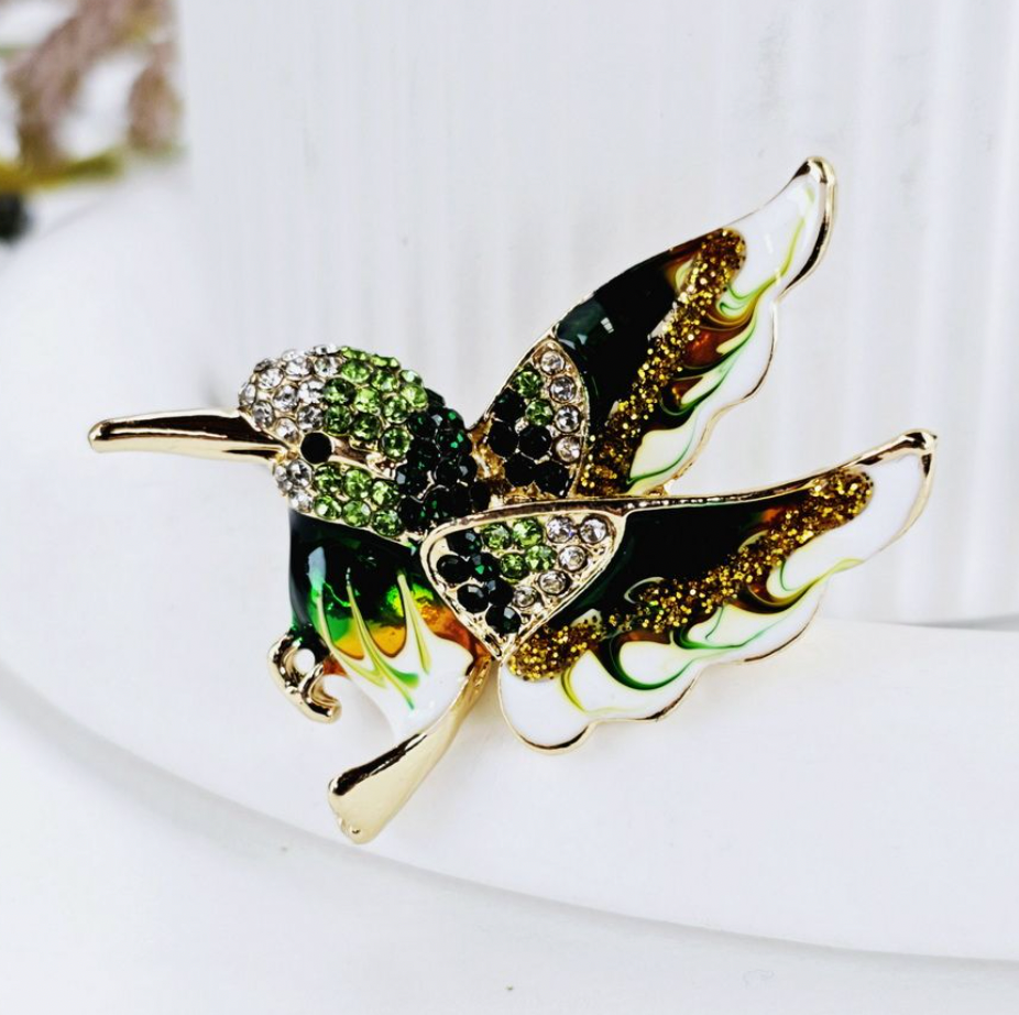 Brooch - Green Hummingbird