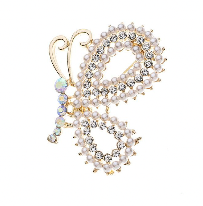 Brooch - Pearl & Crystal Butterfly